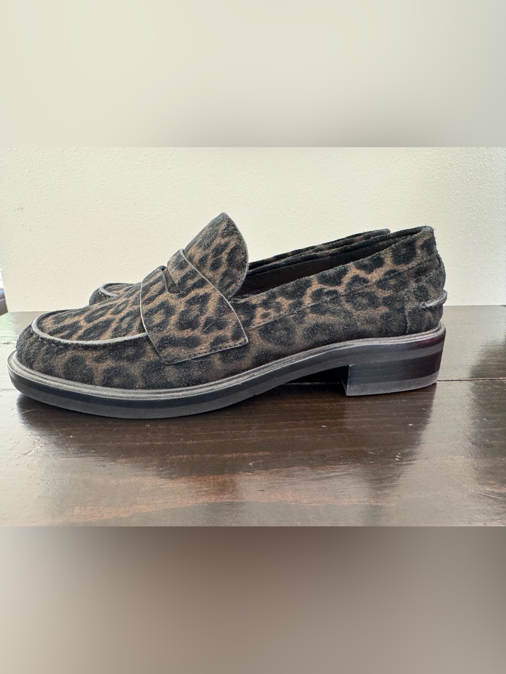 rag & bone New York Women's Leopard Suede Penny Loafers Size 8 or 8.5 - Picture 10 of 11